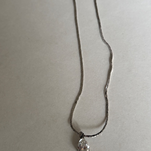 Moissanite teardrop diamond pendant & silver necklace choker, diamonds-like gem - Picture 9 of 14